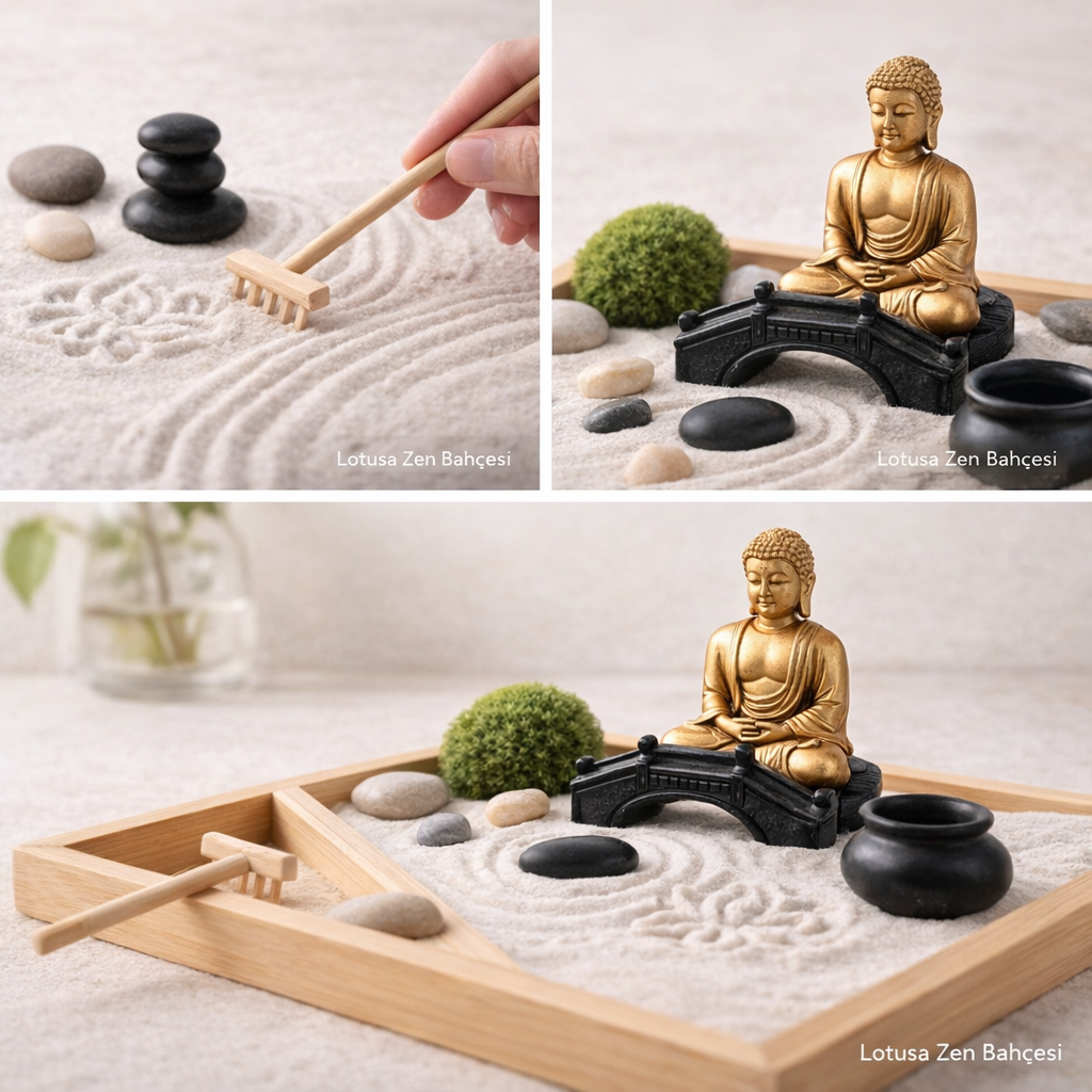 Lotusa Altın Budha Temalı Zen Bahçe Kiti