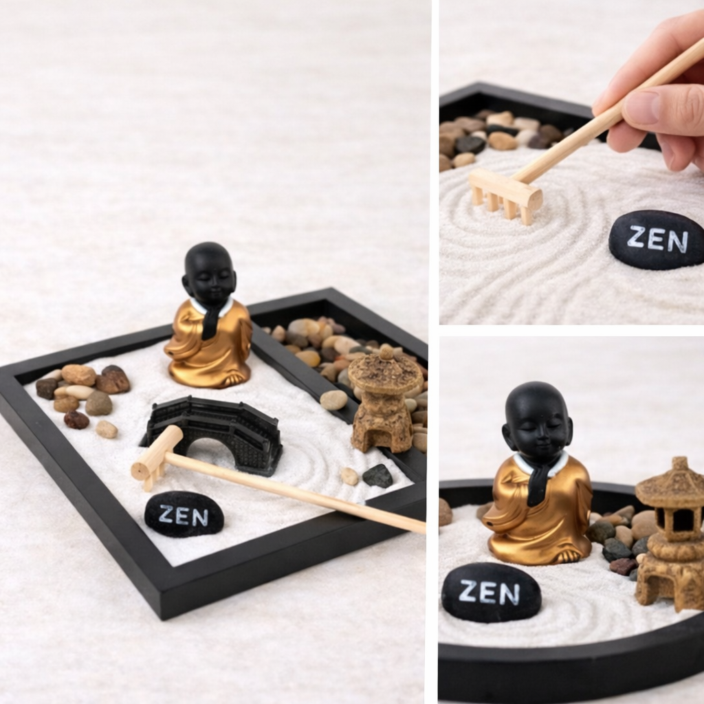 Lotusa Oturan Budha Temalı Zen Bahçe Kiti