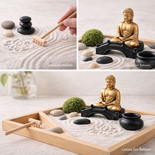 Lotusa Altın Budha Temalı Zen Bahçe Kiti