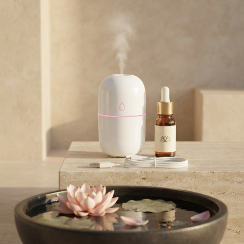 Lotusa® 12 Saat Etkili USB Koku Difüzörü + Lotus Özlü Aromaterapi Yağı 10 ml